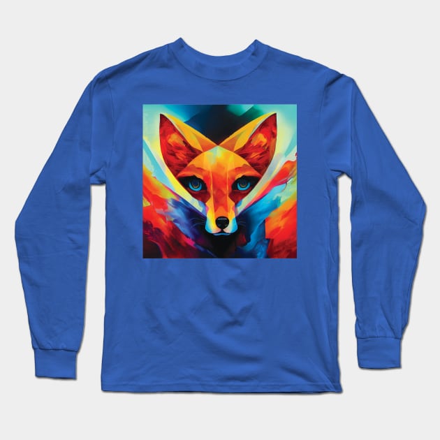 Fox Art in Bold Colours Long Sleeve T-Shirt by Geminiartstudio